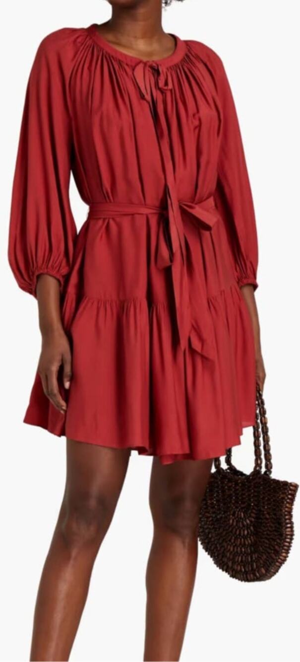 New JETS Australia Woven Tiered Mini Dress $210 SIZE 6 Brick